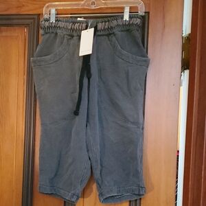 Men's Gray Thick Fabric Drop Crotch Shorts